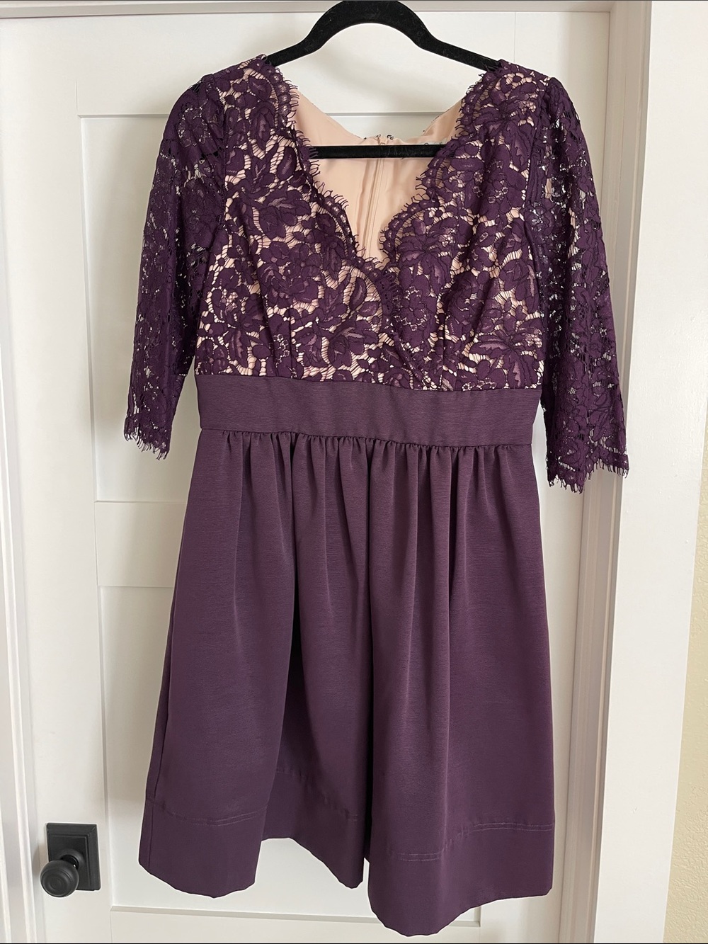 Eliza J Purple Lace Bodice Fit-and-Flare Dress
